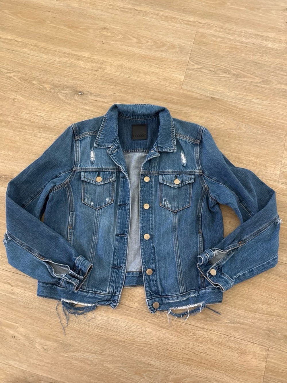 Nobody Denim Distressed Blue Jean Jacket L